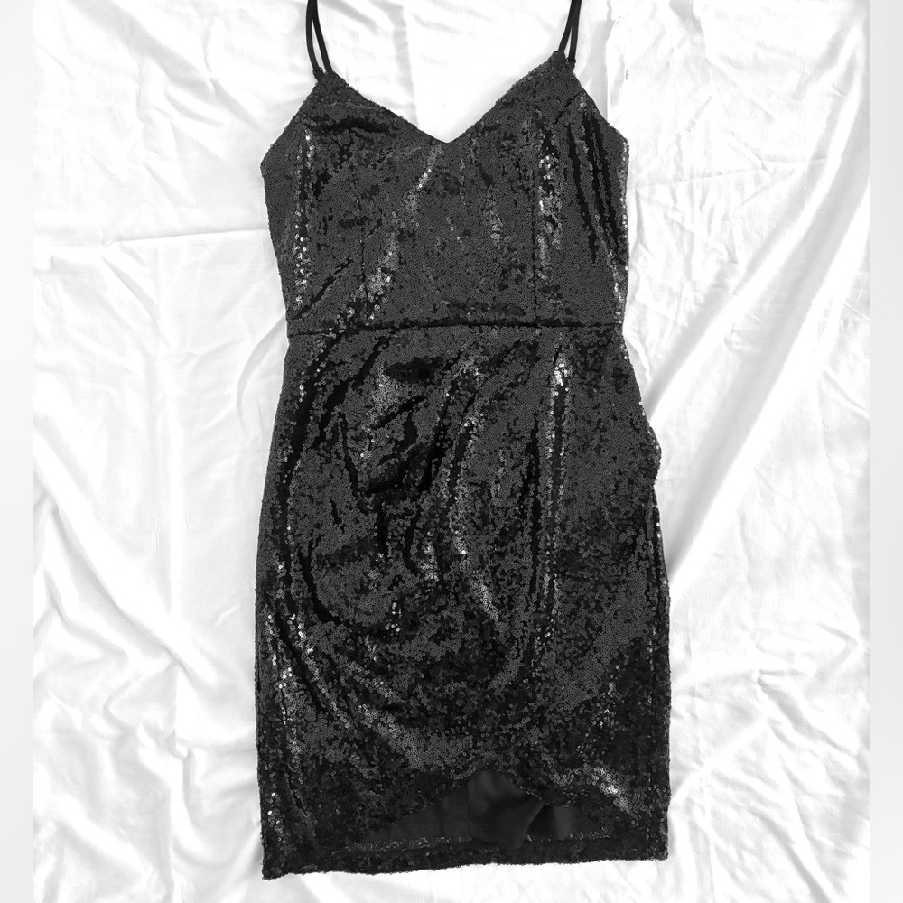 Lulu's Black Sequin Mini Dress